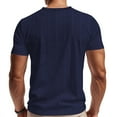 thumbnail image 4 of YLSDY Men's Slim Fit V Neck Casual Shirts Short Sleeve Blouses Muscle Longline Henley T-Shirt Stylish Gym Workout Tops Navy M, 4 of 4