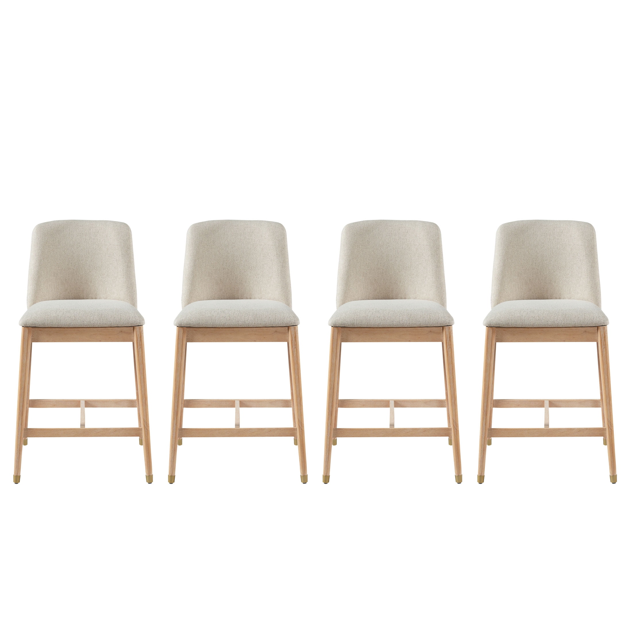 Christopher Knight Home 38"H Beige Upholstered Counter Stools Set of 4, Natural Finish Rubberwood Frame