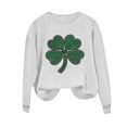 thumbnail image 3 of TKLPEHG Women's St Patricks Day Sweatshirts Long Sleeve Shamrock Heart Printed Pullover Irish Crewneck Casual Loose Tops (White,M), 3 of 7