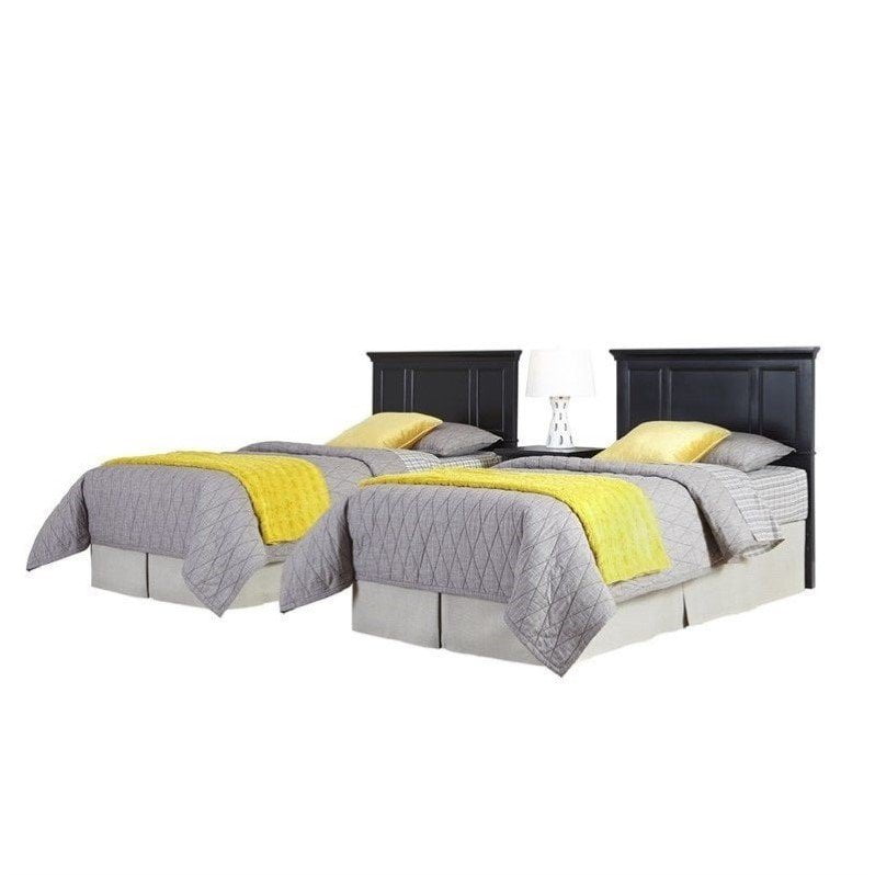 Home Styles Bedford Two Twin Headboards 3 Piece Bedroom Set in Black