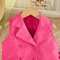 thumbnail image 4 of Girls 2-Piece Set, Double Breasted Vest & Wide Leg Pants, Hot Pink Party Holiday Church Outfit, Polyester Elastic Waist Kids to Kids 2-9 Years,Size 3-4T, 4 of 6