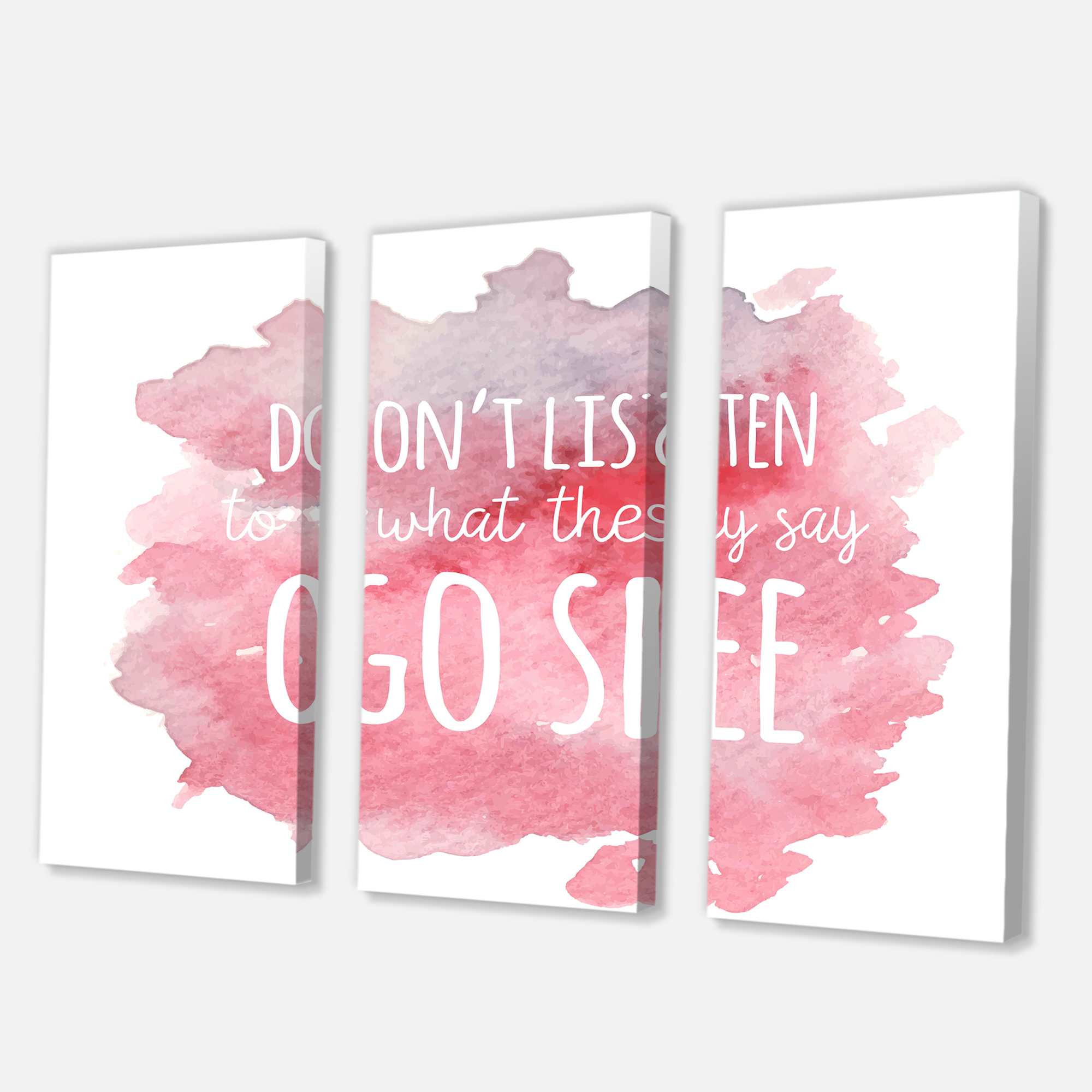 Designart ' Don't Listen To What They Say Go See On Pink Background ' Traditional Canvas Wall Art Print