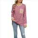 thumbnail image 3 of Camisas de Larga para Mujer, Cuello Redondo A Rayas, Corte Holgado, Camiseta de Bloques de Color Otoño 2025 con Bolsillo Rayas Rojas L, 3 of 10