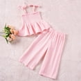 thumbnail image 4 of ITSAME Toddler Girls Summer Outfit Set, Ruffle Smocked Camisole and Pants Fashion Casual Clothes 2-Piece Pink Size 0-1, 4 of 8