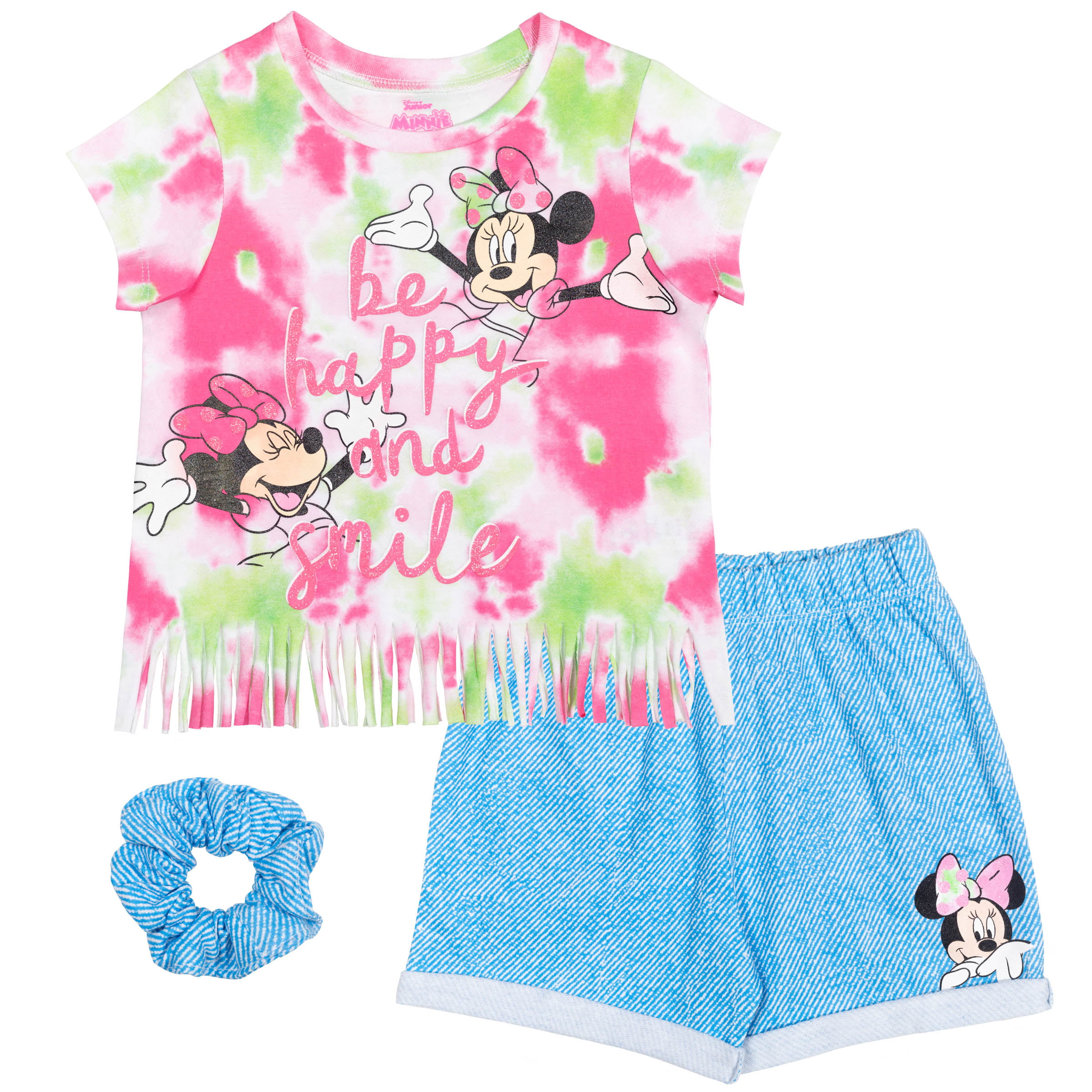 Disney Minnie Mouse Girls French Terry T-Shirt and Shorts Set