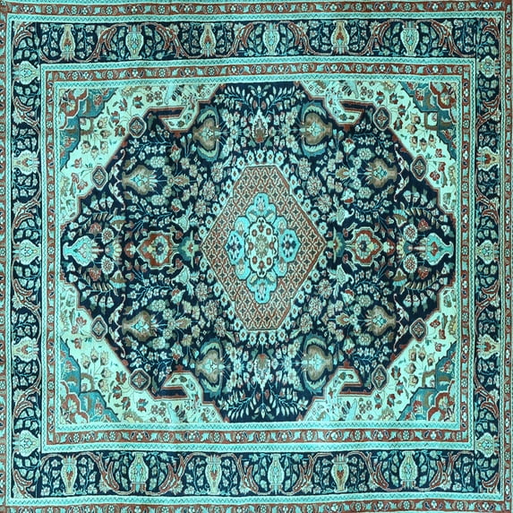 Ahgly Company Indoor Square Persian Light Blue Traditional Area Rugs, 8' Square