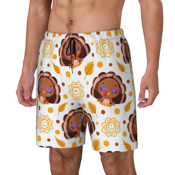 Fotbe Fall Turkey Traje de Baño para Hombre – Shorts de Natación de Secado Rápido con Forro y Bolsillos-Large