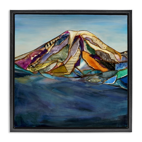 Stupell Industries Eclectic Collaged Layers Mountain Black Floating Frame Canvas Art, 18 x 18, by Van Horne-Borcherding