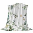 thumbnail image 6 of Green Eucalyptus Leaves Blanket Soft Cozy Warm Throw Blanket for Couch, Plush Fuzzy Flannel Fleece Blankets for Sofa, Summer Botanical Butterflies Bed Blankets Lightweight Gifts for Women, 40"x50", 6 of 9