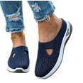 thumbnail image 4 of BRGZLK Women Slip On Shoes Fashion Versatile Closed Toe Breathable Mesh Walking Shoes Summer Trendy Lightweight Comfortable Plus Size Mule Navy 9, 4 of 6