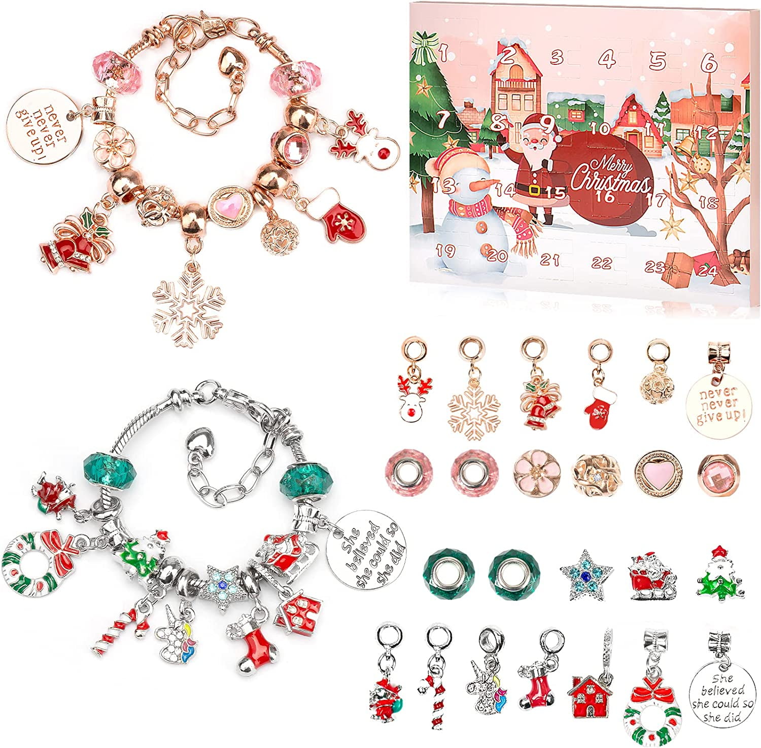 Advent Calendar Girls Christmas Gift,Christmas Countdown Calendar,Advent  Calendar 2022 Kids,24 Days DIY Christmas Bracelet Gifts - Walmart.com