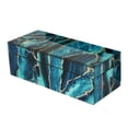thumbnail image 3 of Dory Decorative Box Set of 2, Deep Blue Black Faux Marble Accent Glass, 3 of 7