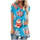 thumbnail image 2 of Puntoco Blusa de cuello en V con mangas raglán cortas y espalda larga con estampado navideño informal a la moda para mujer, 2 of 5