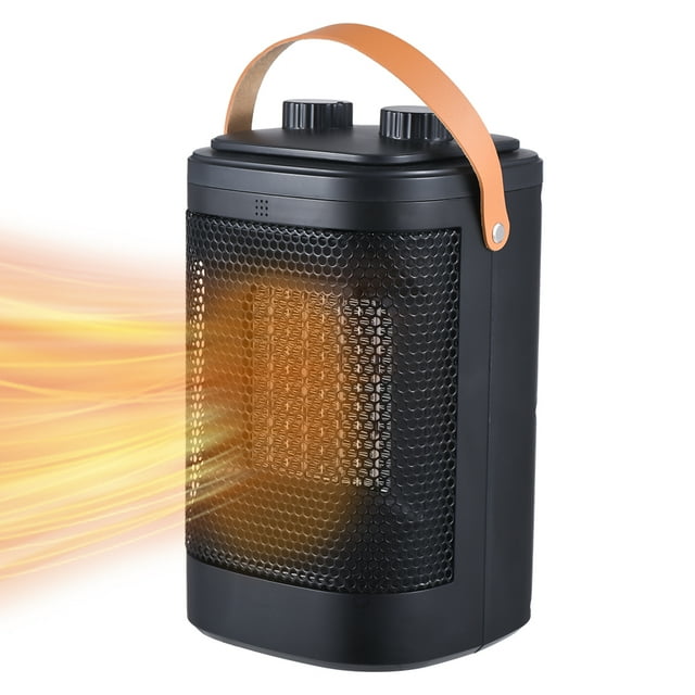 Mistaha Portable Electric Heater Fan with 70° Oscillation, 3 Heat Settings, 1200W PTC Heating, Anti-Tilt Design, 3s Fast Heating, Desktop/ Floor Standing, Compact Hand Warmer, Black, Mechanical