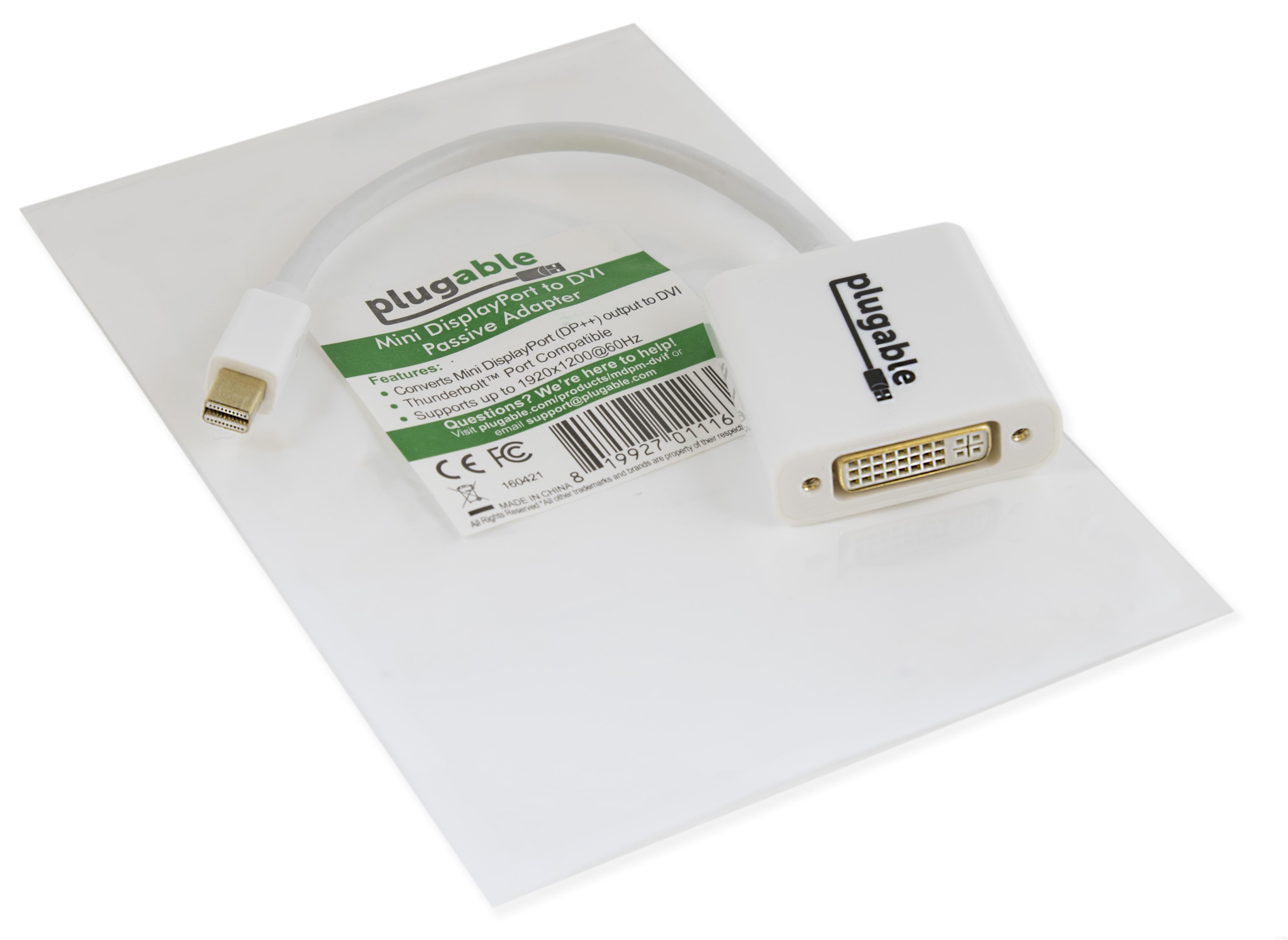 Plugable Mini DisplayPort (Thunderbolt 2) to DVI Adapter (Supports Mac, Windows, Linux Systems and Displays up to 1920x1200@60Hz, Passive). - image 3 of 4
