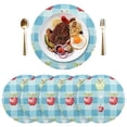 thumbnail image 5 of Ryvnso Fruit and Heart Checkered Grid Round Plate Mats Dining Table Placemat Set of 4 for Holiday Decoration, 5 of 7