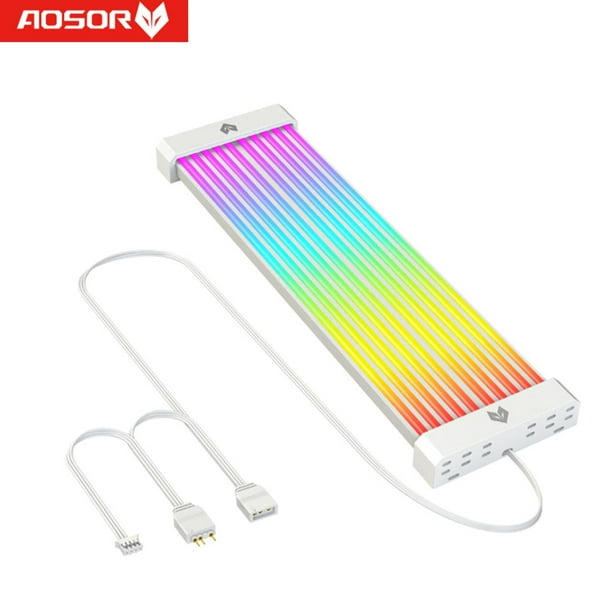 COOLMOON AOSOR AL200 DIY 5V ARGB 56 LED Barra de luz flexible para tarjeta gráfica 8P