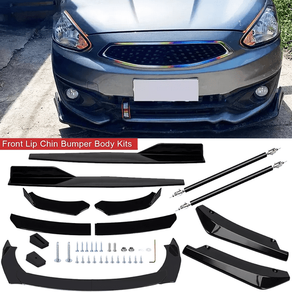 For Mitsubishi Mirage Black Front Bumper Lip Spoiler Splitter Side Skirts