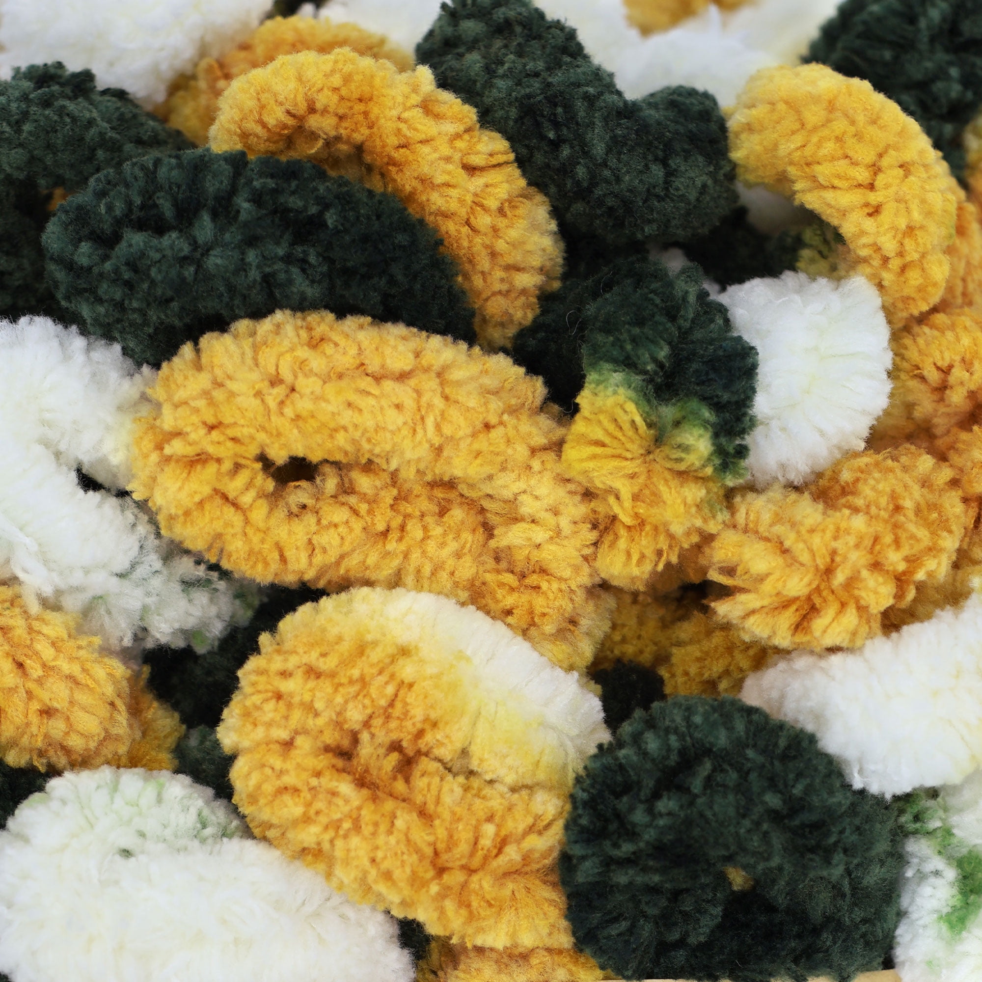 JubileeYarn Fun Finger Loops Yarn - Jumbo Polyester - Team Spirit Colors - 100g/Skein - Green Gold White - 4 Skeins