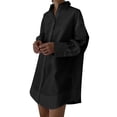 thumbnail image 2 of Endives Women's Oversized Shirt Solid Color V Neck Button Down Shirt Loose Long Sleeve Dressy Shirt Black, 2 of 7
