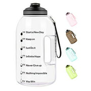 MYSHAKER Large 1 Gallon Motivational Water Jug with Wide Mouth and Handle Strap, Leakproof BPA Free Reusable Time Marker Reminder Big Capacity Gallon Water Bottle for Outdoor Sports Fitness Gym Hiking