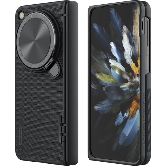 for OnePlus Open Case with Camera Cover, [Hinge Protection][Metal Kickstand] Slim Protective Shockproof Bumper Hard Cover Oppo Find N3 Fold Phone Black