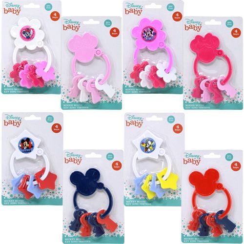 2 PCS Mickey & Minnie Key Ring Teether on Blister Card SHIP 2 PCS