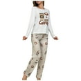 thumbnail image 7 of Trendfront Womens Relaxed 2 Piece Pajama Set Crewneck Long Sleeve Top Elastic Waist Full Length Printed Pants Coffee Cup Graphic Sleepwear Loungewear, 7 of 7