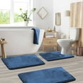 thumbnail image 5 of Nestl Set of 3 Absorbent Memory Foam Bath Mat Set Bathroom Rugs, Blue, Large 20"x32", Small 17"x24", Contour 24"x20", 5 of 8