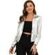 thumbnail image 1 of Chaquede chándal pamujer Chaquemetálide manlarbrillante holográficon cremalleen parte delantePlaL, 1 of 6