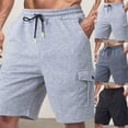 thumbnail image 3 of FUZHIQ Shorts Men Solid Color Drawstring Elastic Waist Leisure Shorts Loose Walking Summer Shorts Knee Length Cargo Pants,XXL, 3 of 8
