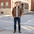 thumbnail image 2 of Men Women American Vintage Workwear Jacket, Corduroy Collar Patchwork Cropped Loose Zip Up Outerwear, 2 of 6