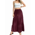 thumbnail image 3 of Women's Spliced Pleated Midi Pockets or Skirt for Casual Wine Red S, 3 of 7