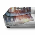 thumbnail image 3 of Office Soft Flannel Fleece Blanket, Modern City View with Skyscrapers Vibrant Sunset River Empty Place Art, Cozy Plush for Indoor and Outdoor Use, 60" x 80", Black White and Orange, by Ambesonne, 3 of 6