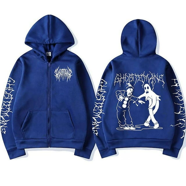 Chandail à Capuchon à Fermeture Éclair Limited Ghostemane avec Imprimé Graphique