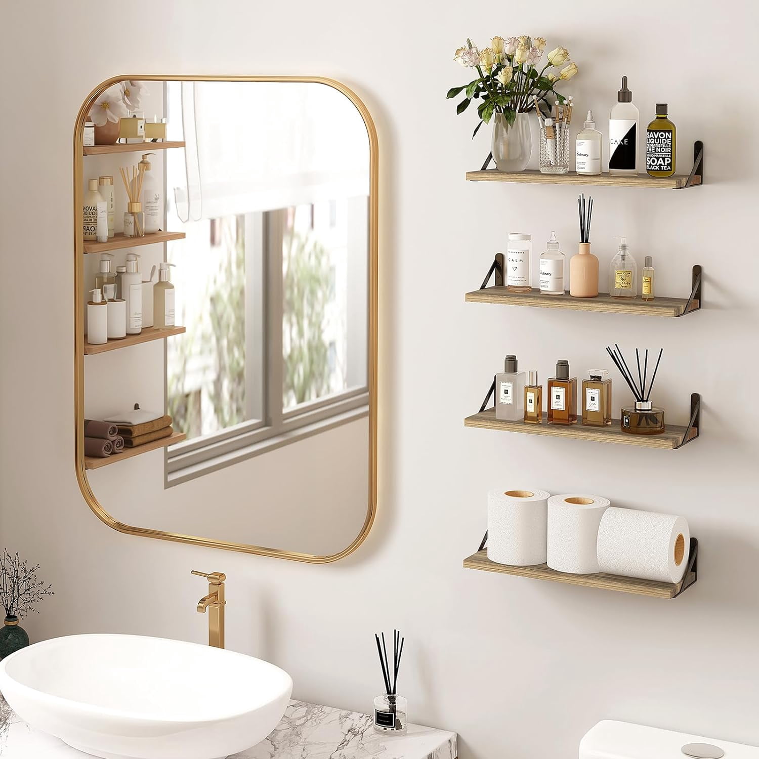 Fairy Farmhouse Natural Floating Shelves (8 Count)