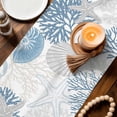 thumbnail image 3 of Light Blue Coastal Table Runner 90 Inches, Grey Beige Coral Starfish Nautical Bed Runner Dresser Scarves Tabletop for Indoor Outdoor Parties/Ceremony/Banquet, 13" x 90", 3 of 9