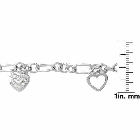 Brinley Co. Women's CZ Sterling Silver Charm Bracelet, 7