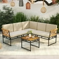thumbnail image 1 of Costway 4 Piece Outdoor Sectional Sofa Set L-Shaped Metal Conversation Set with Cushions, 1 of 10