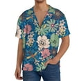 thumbnail image 3 of Vsdgher Colorful Flowers Print Men's Wrinkle Free Untucked Cuban Shirt Business Casual Button Down Shirts Short Sleeve Shirt, 3 of 7