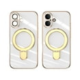 thumbnail image 2 of for iPhone 16 Case with Magnetic Stand, [Compatible with MagSafe] [Ring Holder Kickstand] Plating TPU Shockproof Protective for iPhone 16 Phone Case for Women Men, White, 2 of 6