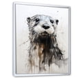 thumbnail image 2 of Designart "Playful Portrait Of Otter II" Otter Floater Framed Wall Art Living Room, 2 of 5
