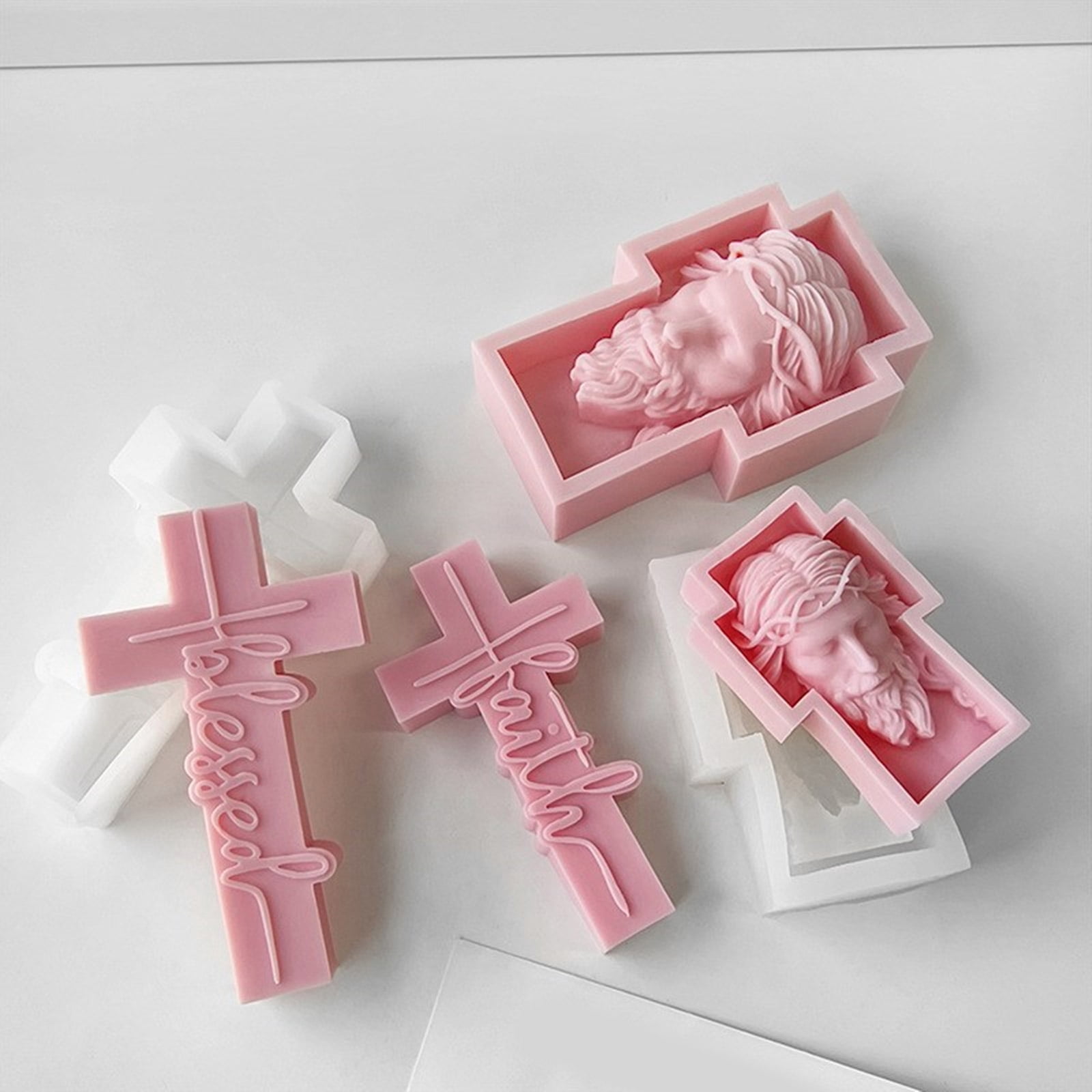 Flexible Silicone Mold Handmade Mould Epoxy Resin Moulds Church Prayer Crosses Sculpture Shaped Molds Decors