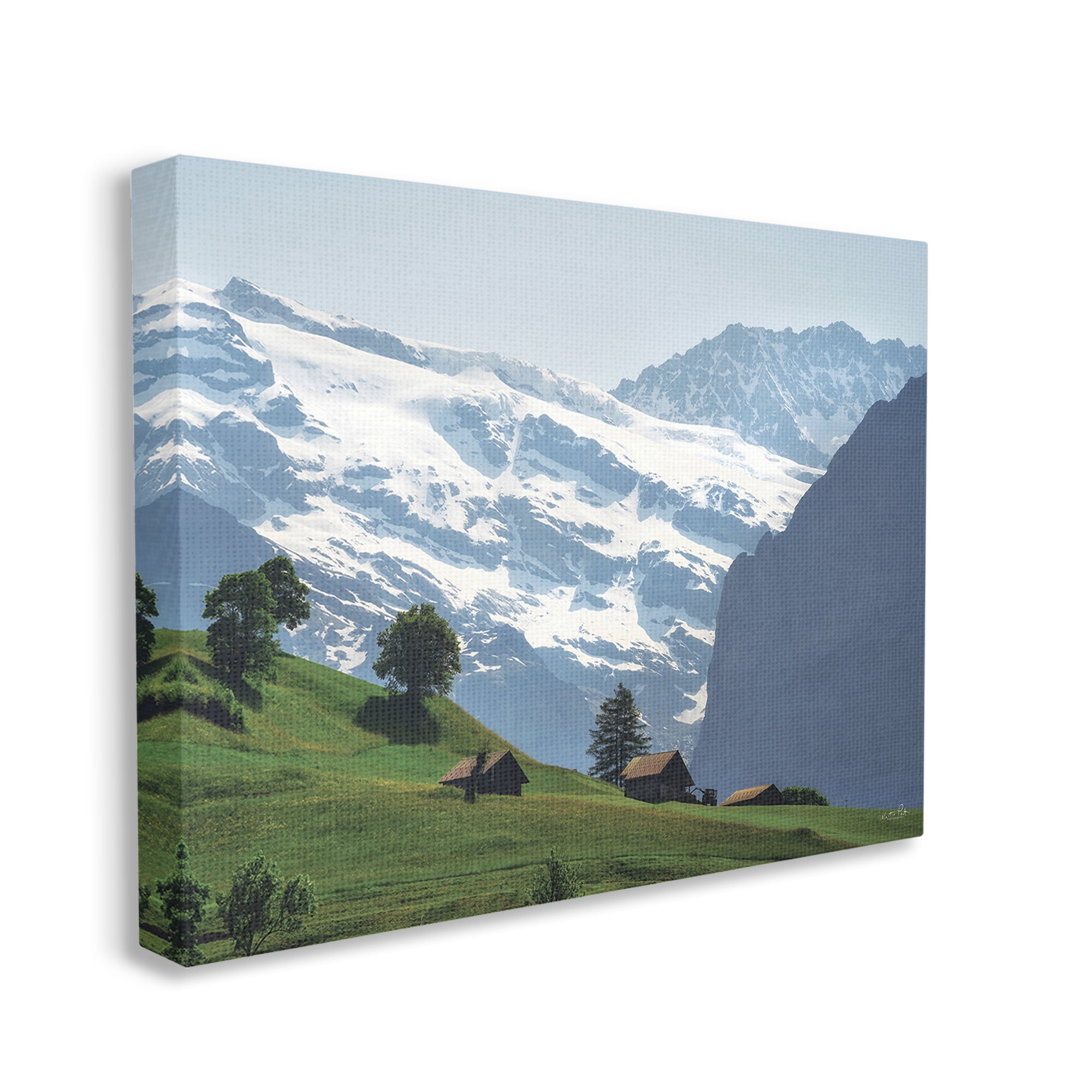 Stupell Industries Mountain Cottages Landscape Landscape Photography Gallery Wrapped Canvas Art Print Wall Art, 20 x 16