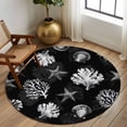 thumbnail image 2 of Round Rugs 5Ft, Coastal Coral Round Area Rug Washable Indoor Throw Carpet, Summer Beach Black Shells Starfish Ocean Soft Non Slip Circle Rug for Cabinet Bathroom Home Decor Aesthetic, 2 of 8