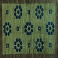 thumbnail image 1 of Ahgly Company Machine Washable Indoor Square Abstract Turquoise Blue Modern Area Rugs, 5' Square, 1 of 4