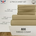 thumbnail image 2 of 6PC Bedding Set- 100% Organic Cotton Bed Sheet Set 800 Thread Count, Crisp and Cooling Sateen Weave, Soft Breathable, Eco-Friendly, 15-Inch Deep Pocket - Taupe, Full, 2 of 7