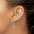 thumbnail image 3 of Diamond Fascination Diamond Mystique Sterling Silver Platinum-plated Diamond Black and White Diamond Hoop Earrings, 3 of 4