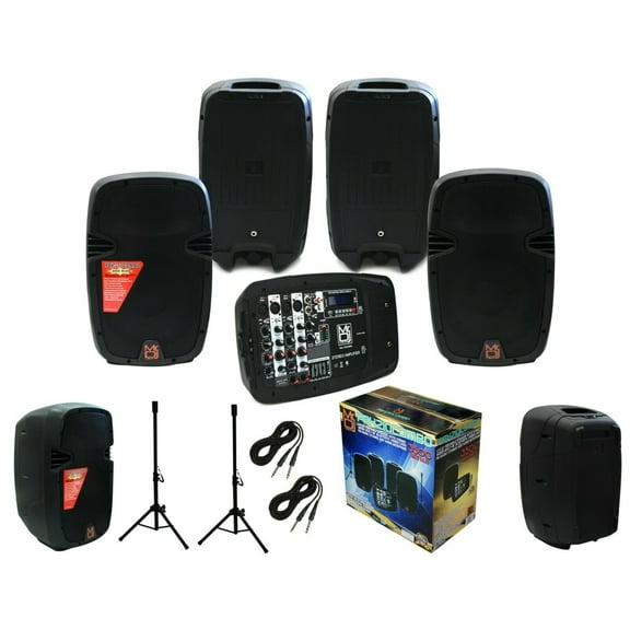 MR DJ PBX210COMBO Bluetooth Speaker<br/>Portable all in One Personal PA/DJ KTV System 2X 10" 3000W Bluetooth Active Speaker with Detachable Mixer & Stands