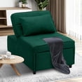 thumbnail image 2 of 4-in-1 Convertible Ottoman Sofa Bed - Multi-Function Sleeper Chair with Adjustable Backrest and Pillow for Small Spaces, Green, 2 of 8